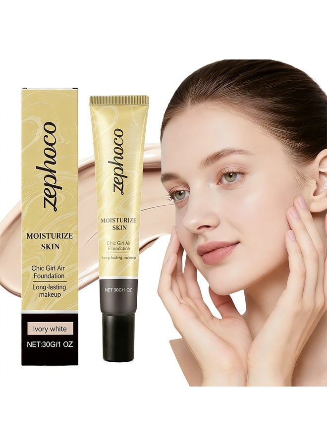zephoco Blotting Foundation Liquid: Gentle, Lightweight, Hydrating, Natural, Adhesive-Free Foundation Liquid 30g (#Ivory white) - Image 1